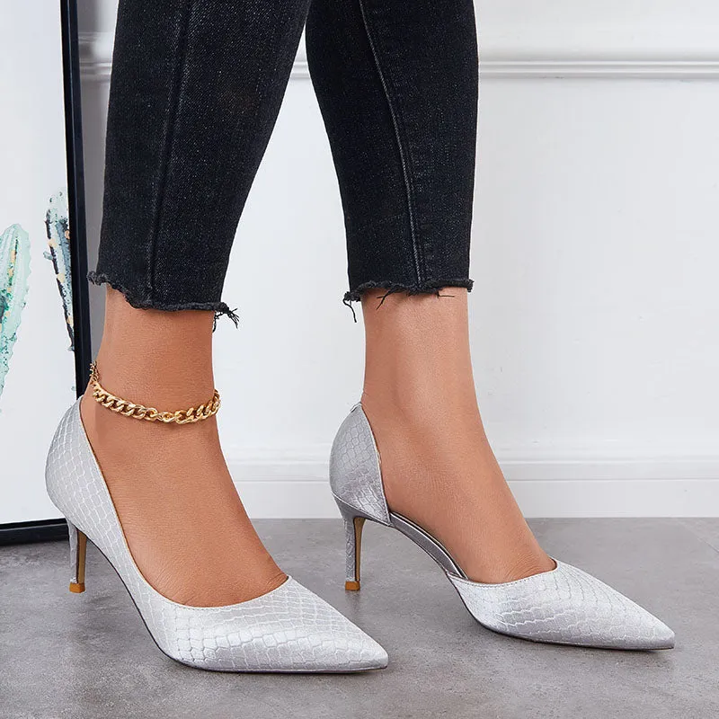 Sohiwoo Women Cutout High Heels Pumps Pointed Toe Slip on Stiletto Dress Shoes