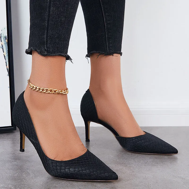 Sohiwoo Women Cutout High Heels Pumps Pointed Toe Slip on Stiletto Dress Shoes