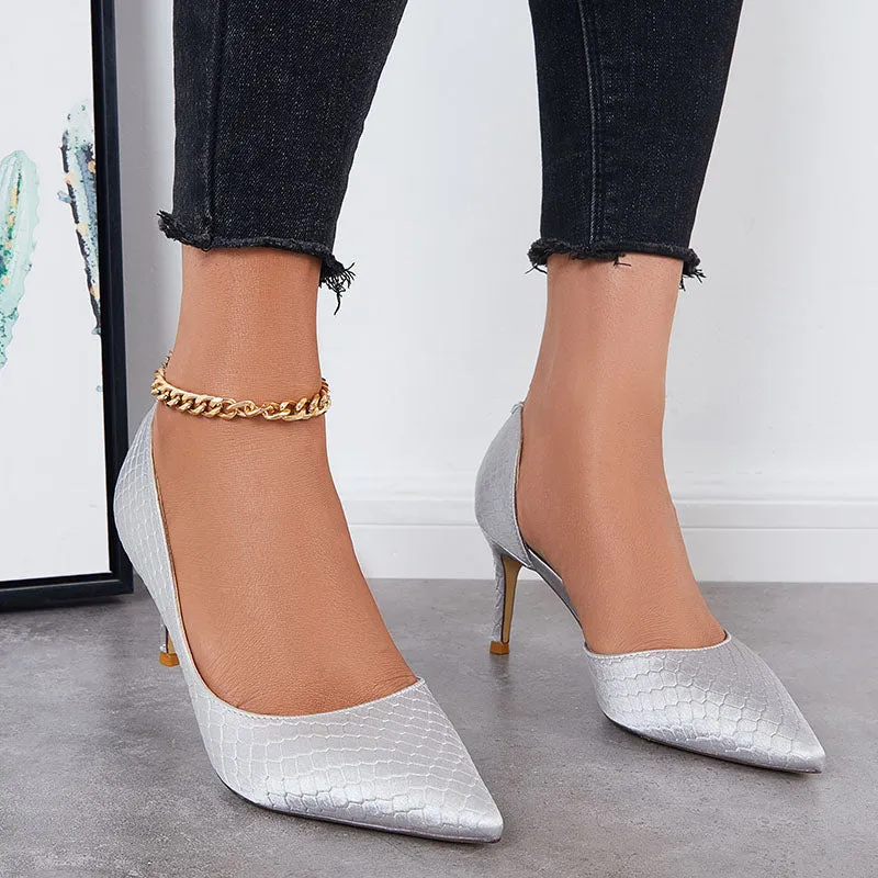 Sohiwoo Women Cutout High Heels Pumps Pointed Toe Slip on Stiletto Dress Shoes