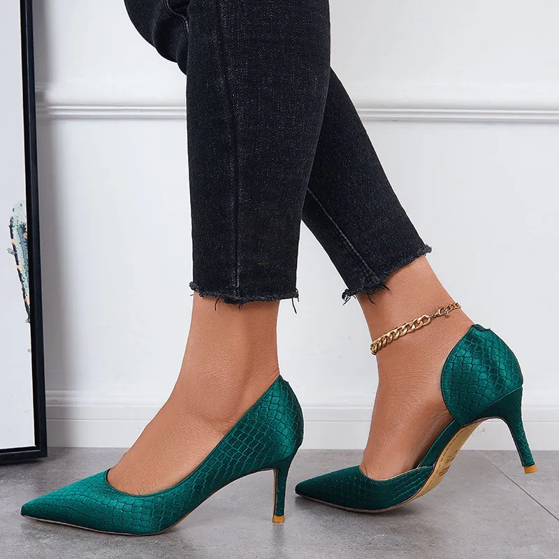 Sohiwoo Women Cutout High Heels Pumps Pointed Toe Slip on Stiletto Dress Shoes