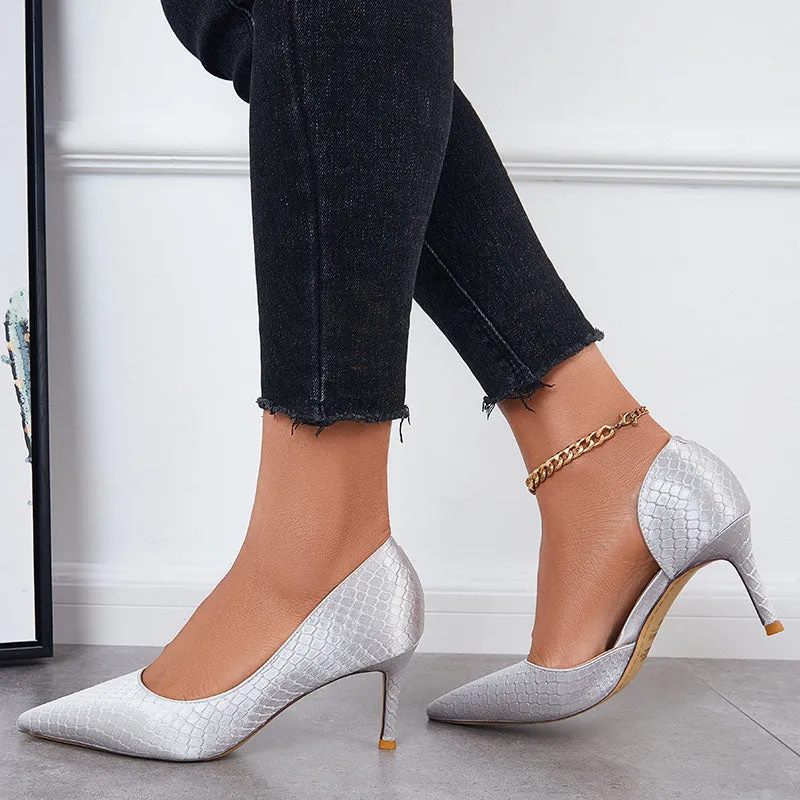 Sohiwoo Women Cutout High Heels Pumps Pointed Toe Slip on Stiletto Dress Shoes