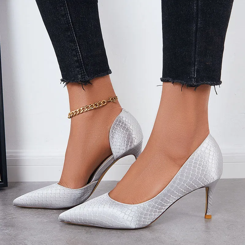 Sohiwoo Women Cutout High Heels Pumps Pointed Toe Slip on Stiletto Dress Shoes