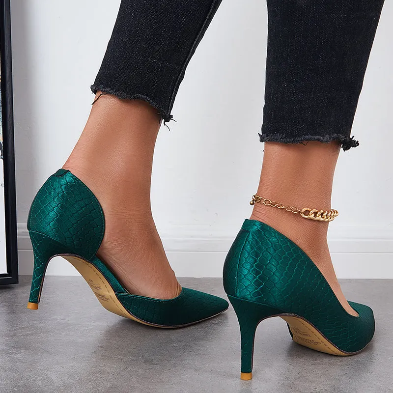 Sohiwoo Women Cutout High Heels Pumps Pointed Toe Slip on Stiletto Dress Shoes