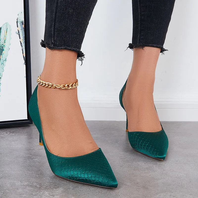 Sohiwoo Women Cutout High Heels Pumps Pointed Toe Slip on Stiletto Dress Shoes