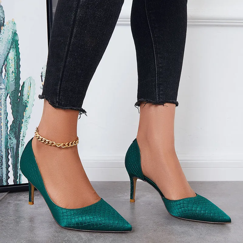 Sohiwoo Women Cutout High Heels Pumps Pointed Toe Slip on Stiletto Dress Shoes
