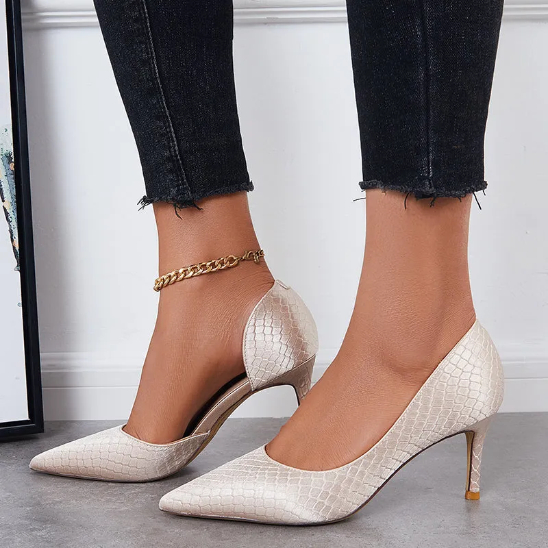 Sohiwoo Women Cutout High Heels Pumps Pointed Toe Slip on Stiletto Dress Shoes