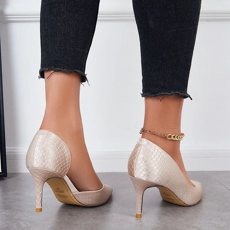 Sohiwoo Women Cutout High Heels Pumps Pointed Toe Slip on Stiletto Dress Shoes