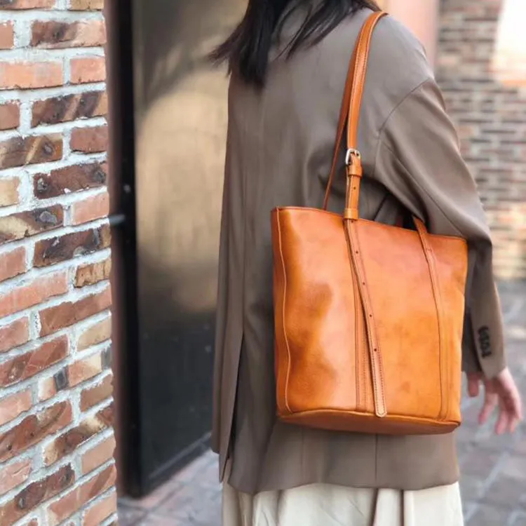 Stylish Womens Coffee Leather Tote Purse Over The Shoulder Handbags Purse
