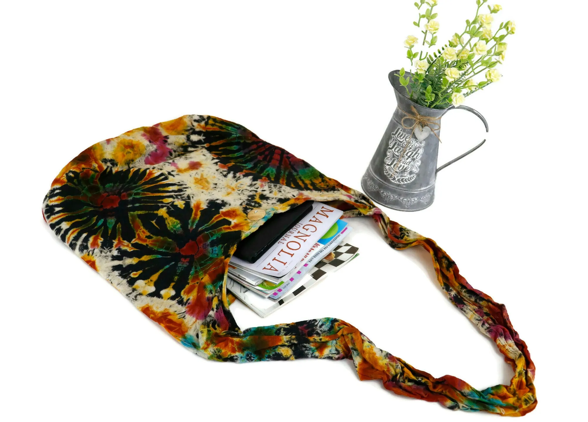Tie Dye Bag Hobo Purse Handmade Crossbody Sling Shoulder cotton Messenger Bags Top Zipper