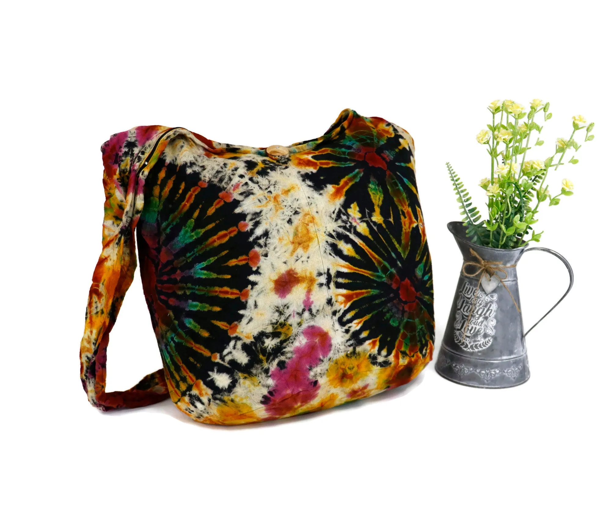 Tie Dye Bag Hobo Purse Handmade Crossbody Sling Shoulder cotton Messenger Bags Top Zipper