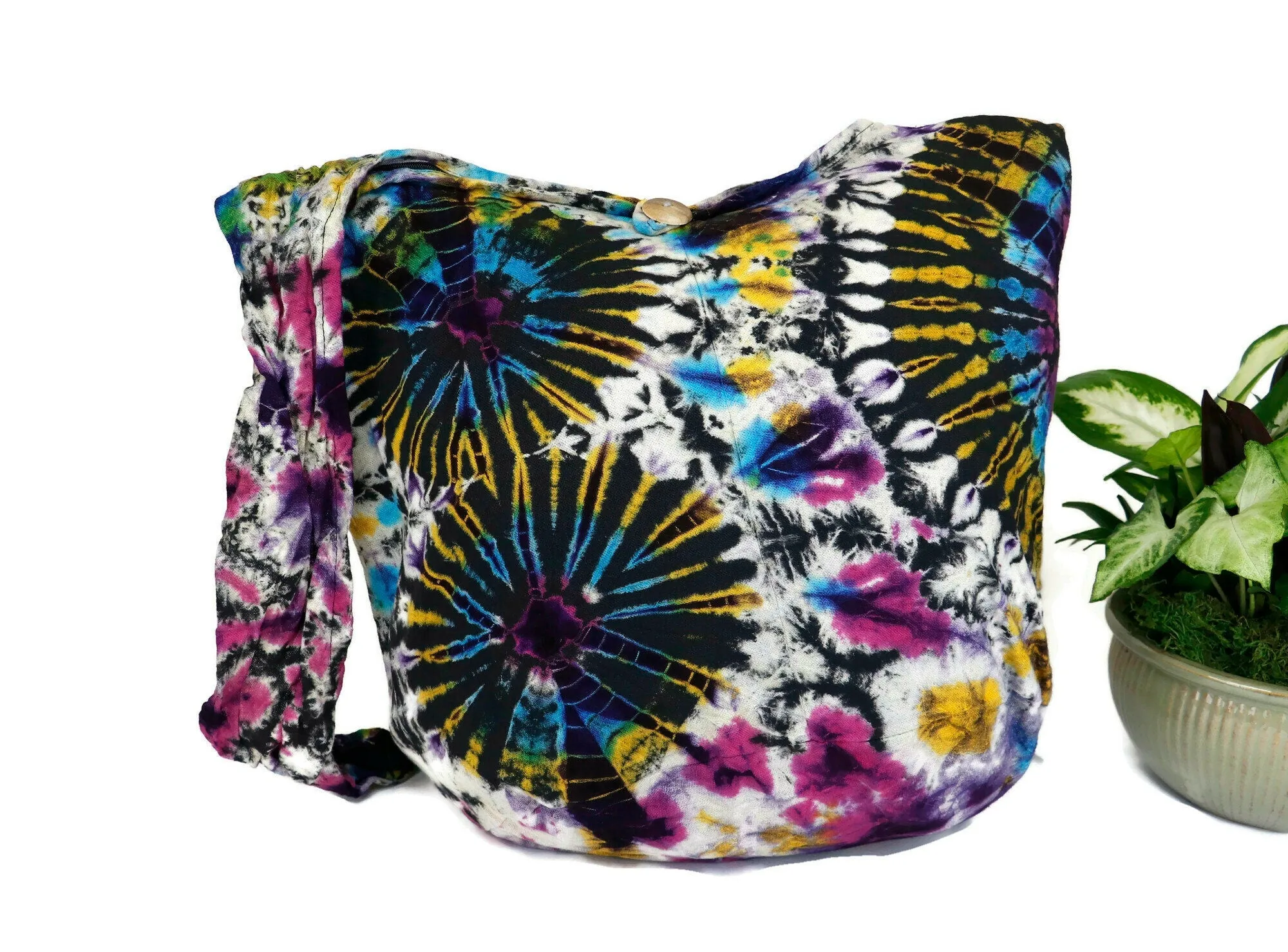 Tie Dye Bag Hobo Purse Handmade Crossbody Sling Shoulder cotton Messenger Bags Top Zipper