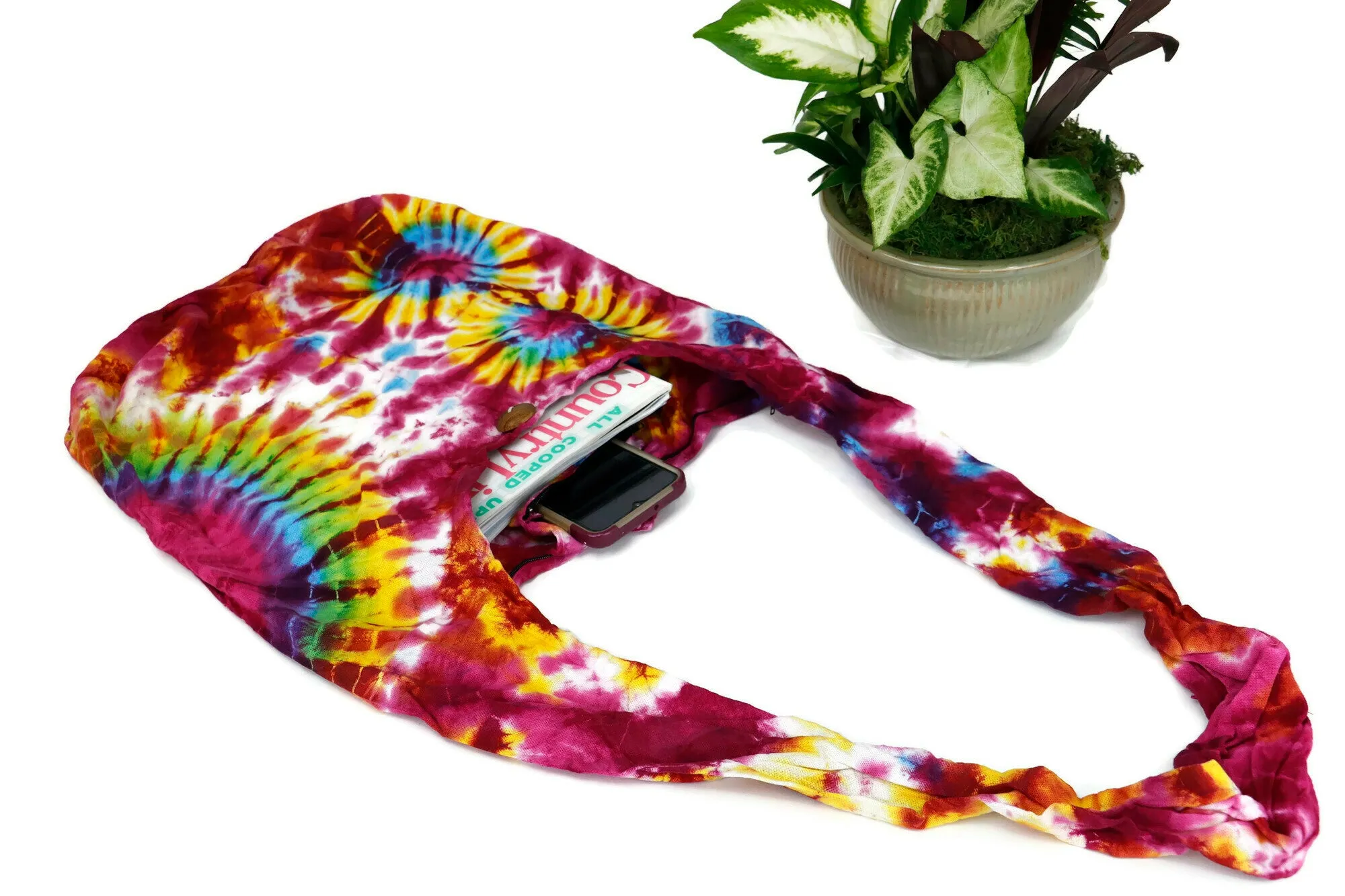 Tie Dye Bag Hobo Purse Handmade Crossbody Sling Shoulder cotton Messenger Bags Top Zipper