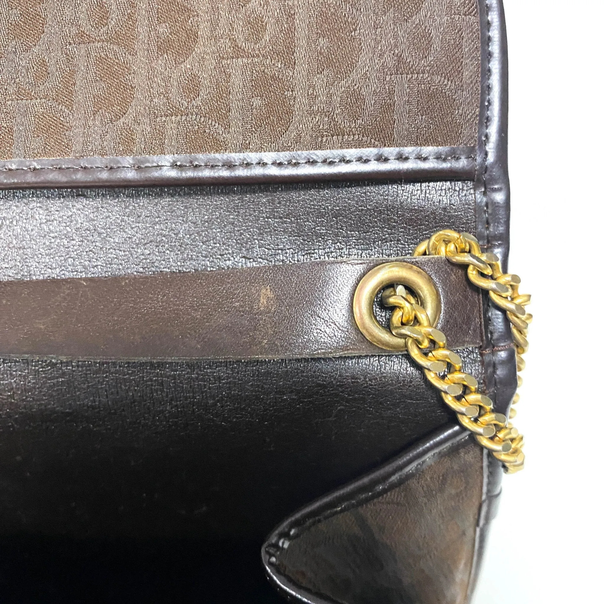 Trotter Oblique Brown Chain Shoulder Crossbody Bag