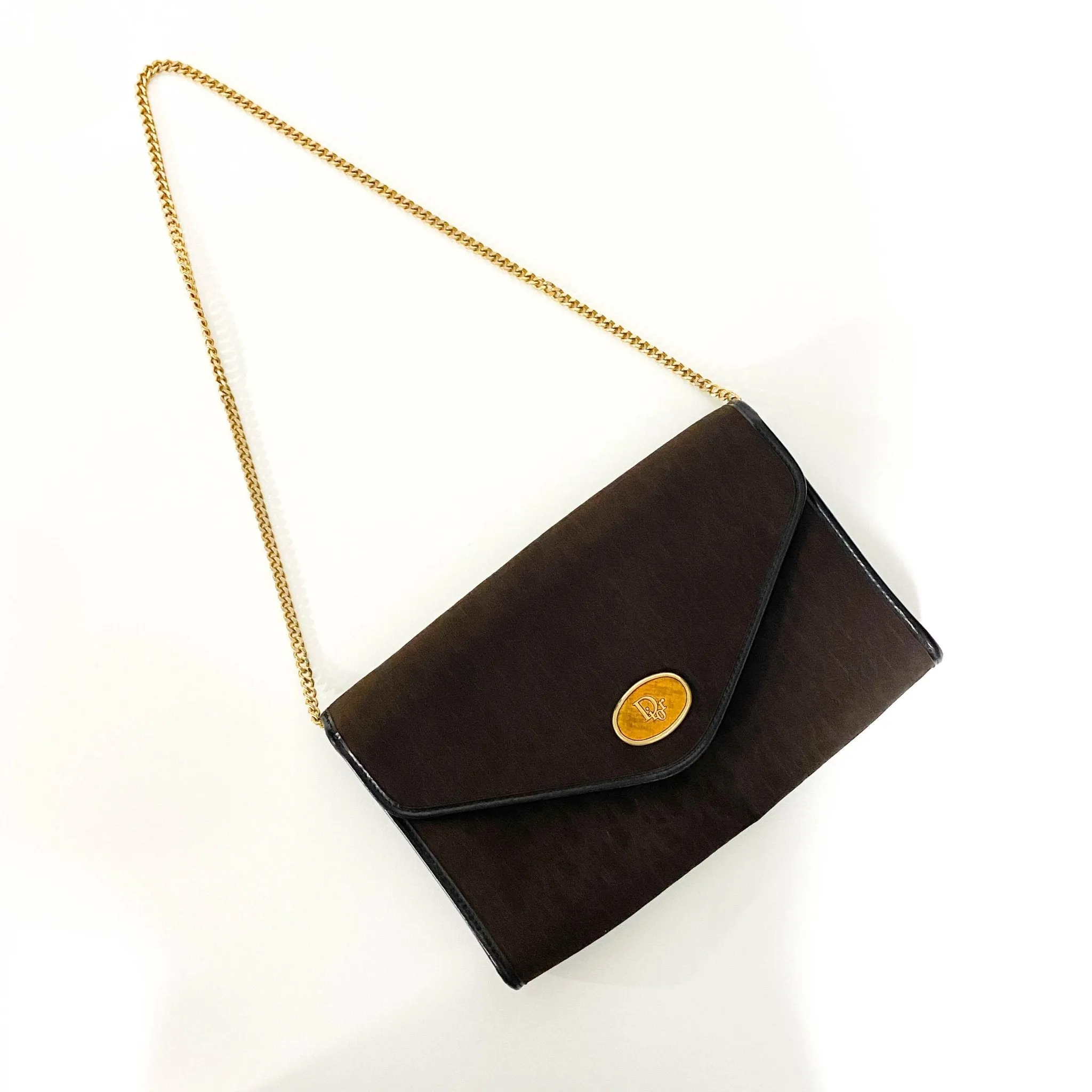 Trotter Oblique Brown Chain Shoulder Crossbody Bag