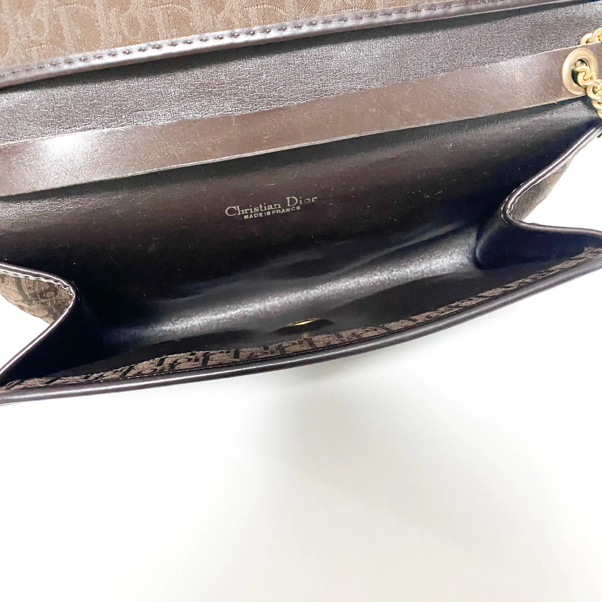 Trotter Oblique Brown Chain Shoulder Crossbody Bag