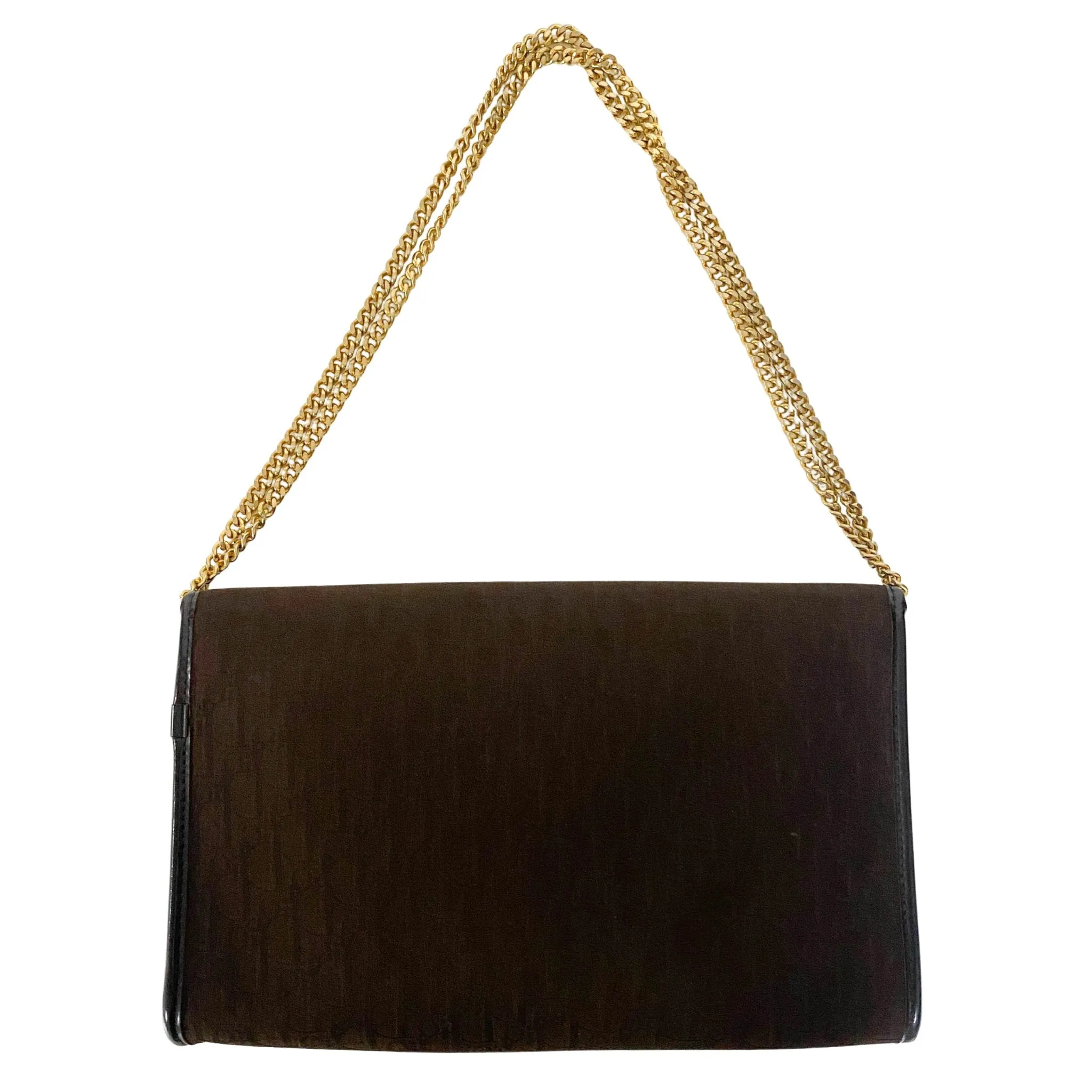 Trotter Oblique Brown Chain Shoulder Crossbody Bag