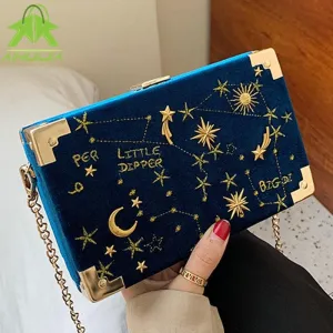 Vvsha Christmas Gift luxury Metal Badge Box Shape Handbag Purse Chain Party Clutch Bag new Kawaii Shoulder Crossbody Messenger Bags for women 1119