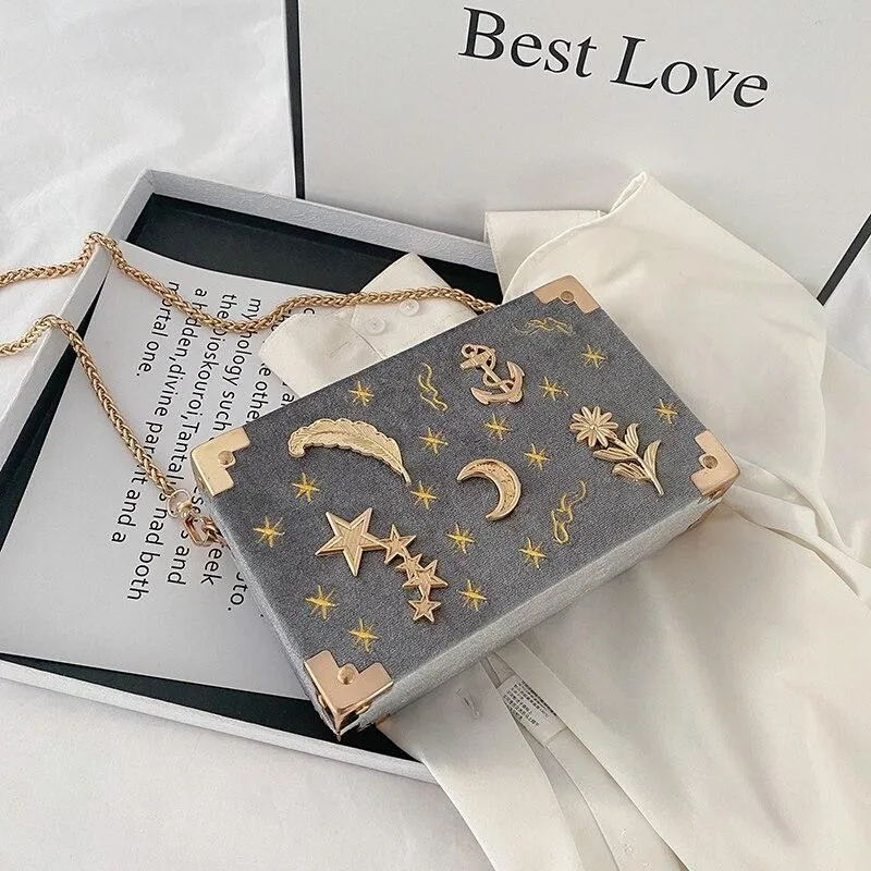 Vvsha Christmas Gift luxury Metal Badge Box Shape Handbag Purse Chain Party Clutch Bag new Kawaii Shoulder Crossbody Messenger Bags for women 1119