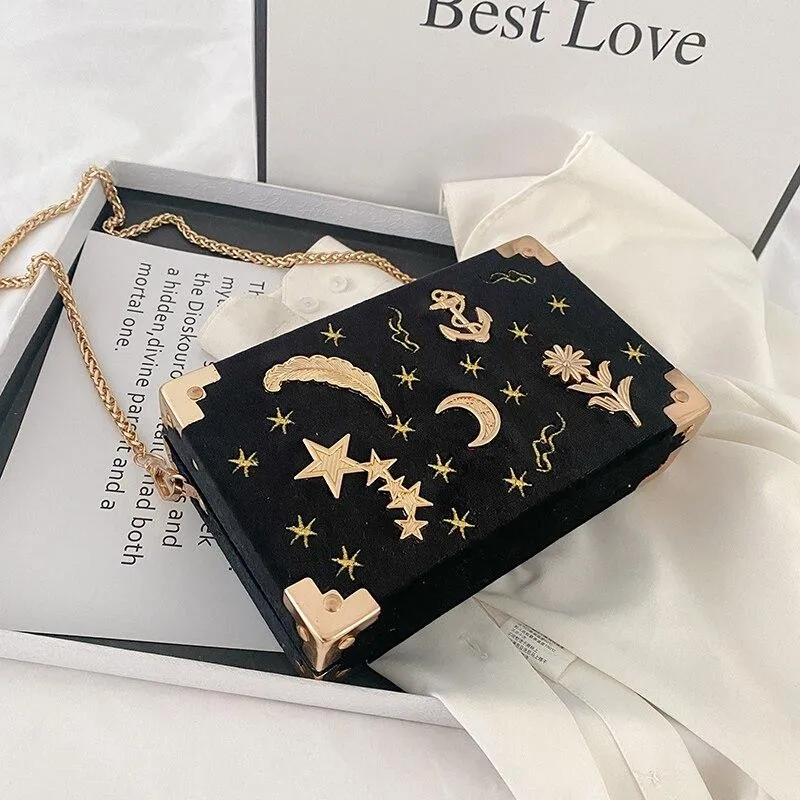 Vvsha Christmas Gift luxury Metal Badge Box Shape Handbag Purse Chain Party Clutch Bag new Kawaii Shoulder Crossbody Messenger Bags for women 1119