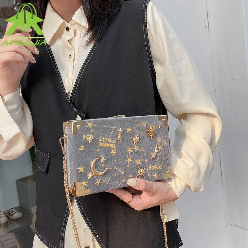 Vvsha Christmas Gift luxury Metal Badge Box Shape Handbag Purse Chain Party Clutch Bag new Kawaii Shoulder Crossbody Messenger Bags for women 1119