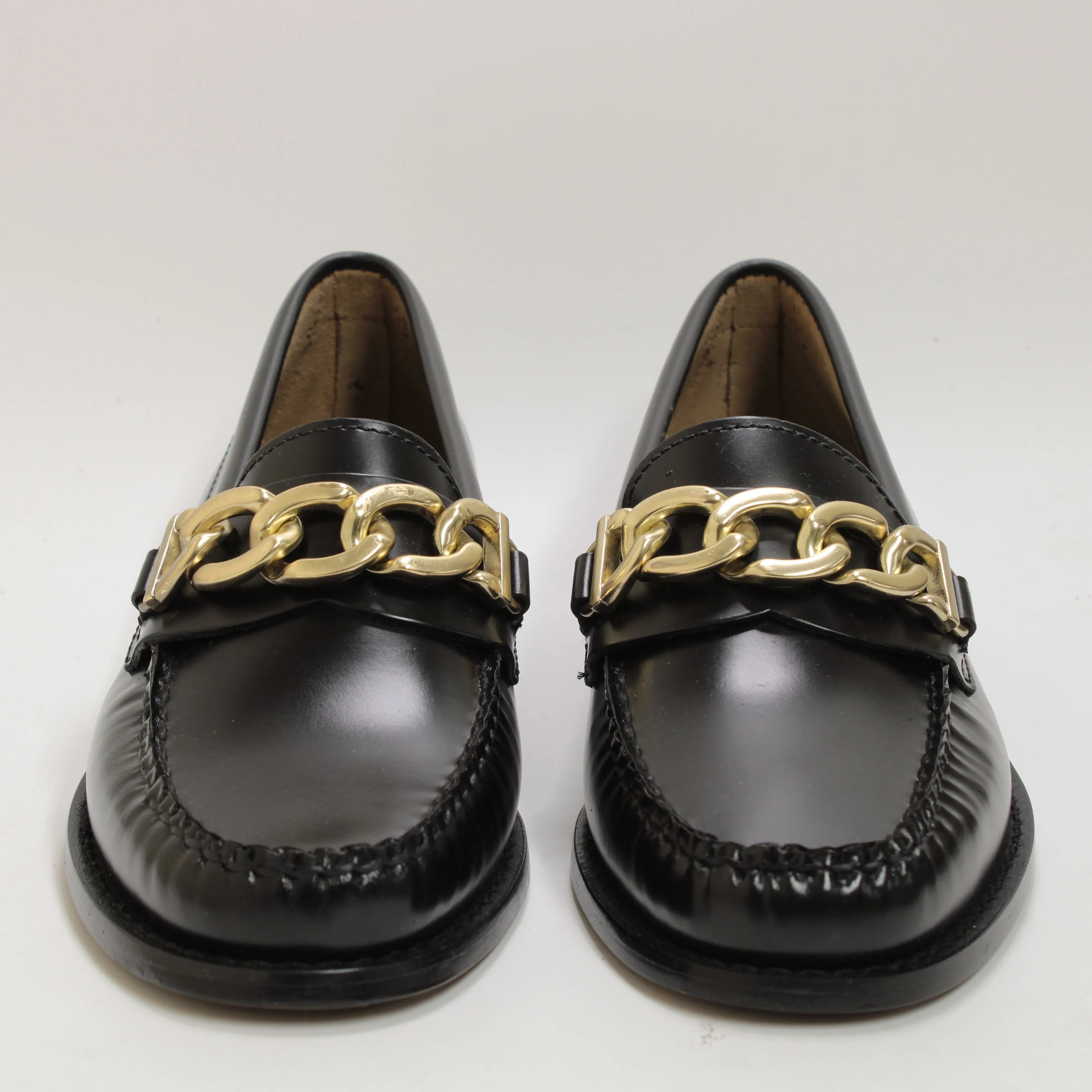 Womens G.H Bass & Co Weejun Wmn Maxi Chain Black Leather Gold