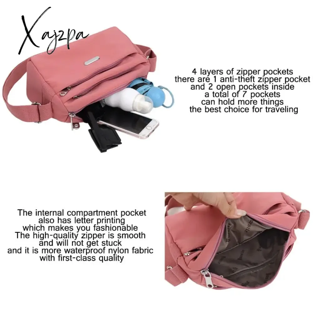 Xajzpa - Nylon Women Shoulder Bags Casual Female Handbags Solid Color Travel Crossbody Bag for Women Simple Ladies Wallet Retro Handbag