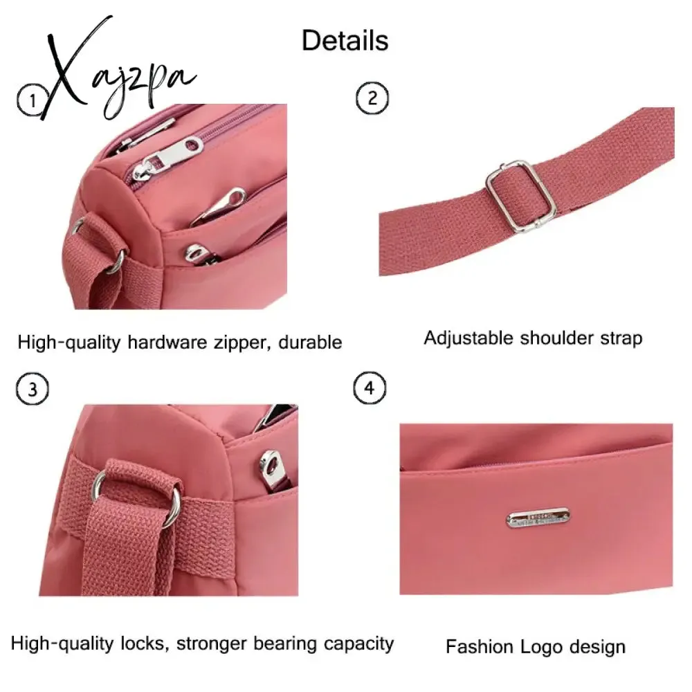 Xajzpa - Nylon Women Shoulder Bags Casual Female Handbags Solid Color Travel Crossbody Bag for Women Simple Ladies Wallet Retro Handbag