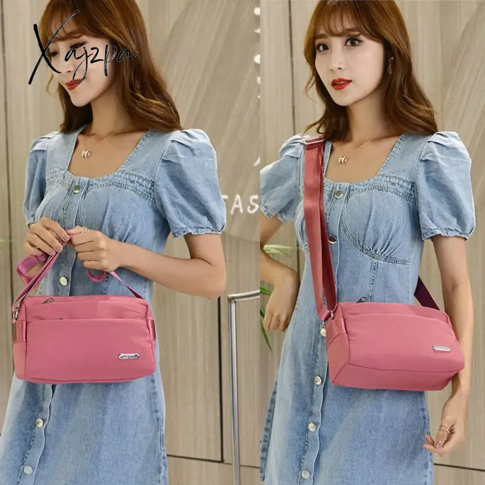 Xajzpa - Nylon Women Shoulder Bags Casual Female Handbags Solid Color Travel Crossbody Bag for Women Simple Ladies Wallet Retro Handbag